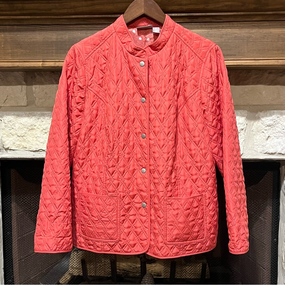 Chico’s Quilted Coral Lightweight Barn Jacket